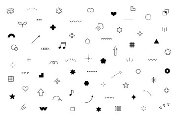 飾り　あしらい　装飾　シンプル　イラスト　ベクター　素材　セット 　矢印　ハート　線画　記号　アイコン