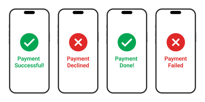Mobile phone payment successful and failed transaction set