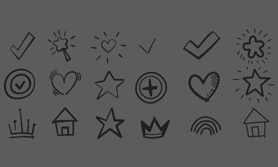 Hand Drawn Doodle Elements – Sketch Arrows, Hearts, Stars, Lightning, and Decorative Design Icons