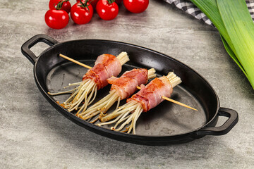 Grilled enoki mushroom with bacon