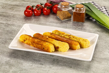 Crispy breaded mozarella cheese sticks
