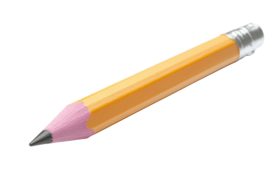 Closeup View of a Well-Used Wooden Pencil with Pink Eraser and Metallic Tip