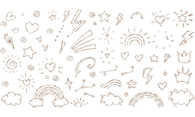 Hand Drawn Doodle Elements &ndash; Sketch Arrows, Hearts, Stars, Lightning, and Decorative Design Icons