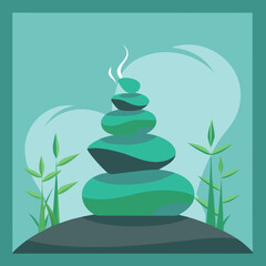 zen stones and bamboo