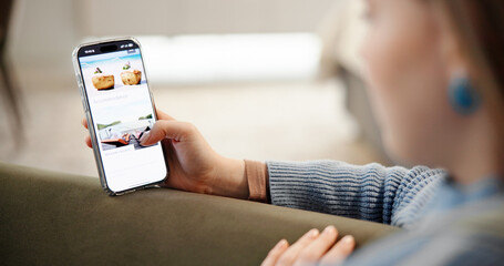 Woman, hands and travel with phone screen for online accommodation, navigation or resort vacation....