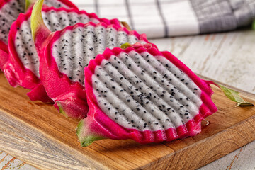 Ripe juicy dragon fruit Pitahaya slices