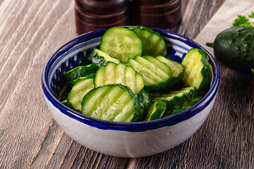 Fresh green ripe cucumber slices