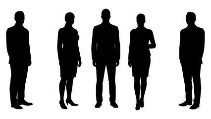 Set of business people vector silhouettes.