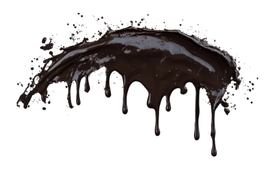 Thick dark brown paint dripping downward
