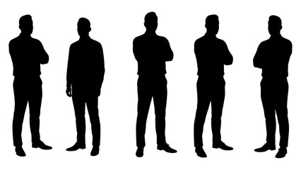Set of business people vector silhouettes.