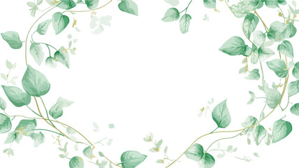 Obraz premium Watercolor Eucalyptus Frame with Delicate Green Leaves and Branches on White