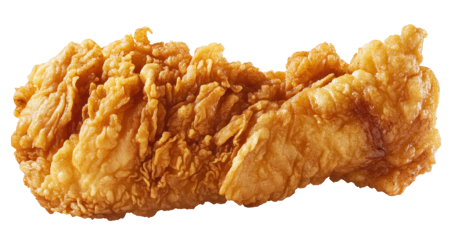 Crispy Fried Chicken Piece with Golden Brown Texture on Transparent Background