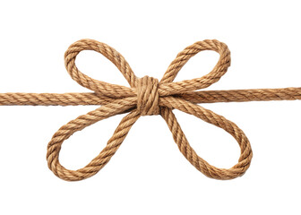 Obraz premium jute rope bow for packing and decoration isolated white background 