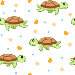 pattern seamless background of cute sea turtles