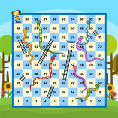 colorful snakes and ladders game board © MadeDirgaPepe