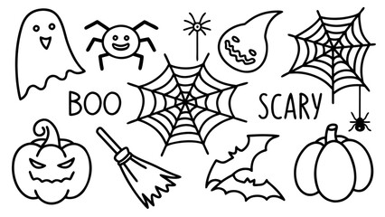 Halloween doodle elements set.
