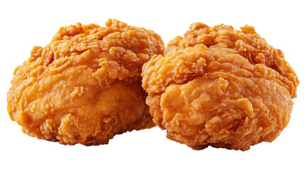 Two Pieces of Crispy Fried Chicken with Golden Brown Texture on Transparent Background