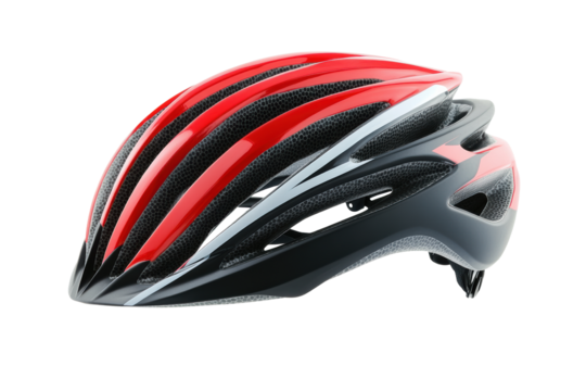 Modern red and gray cycling helmet on white
