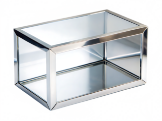chrome rectangular prism isolated on white background PNG, AI GENERATED