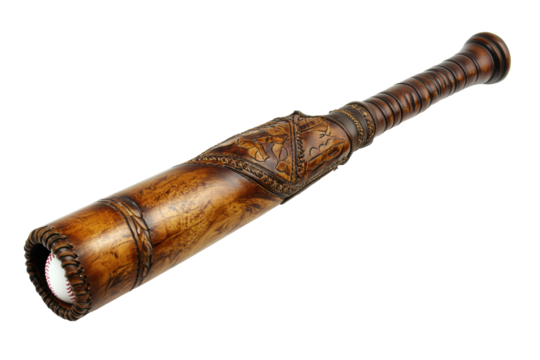 Old wooden baseball bat isolated on white
