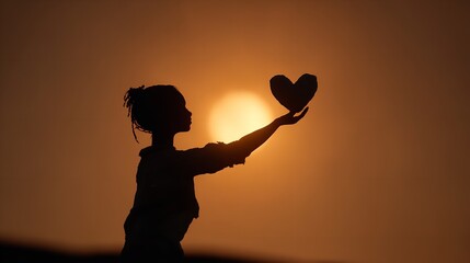 Silhouette heart sunset love romance relationship valentine's day passion emotion feeling hope inspiration