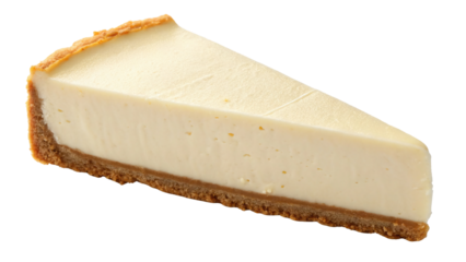 Delicious new york cheesecake slice with graham cracker crust for dessert or sweet treat recipe ideas png on transparent background
