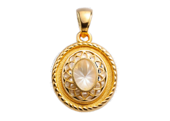 gold pendant isolated on white background PNG, AI GENERATED