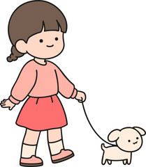 little girl with dog