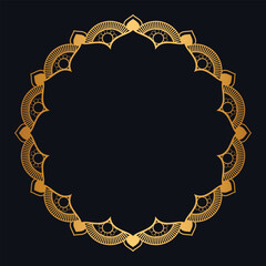 Luxury Golden Circle mandala Frame With Vintage Mandala Gold Circular Pattern	