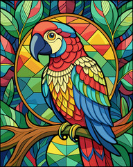 Obraz premium Parrot , Stained Glass Style, 