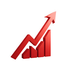Red Upward Arrow Graph Showing Rising Trend