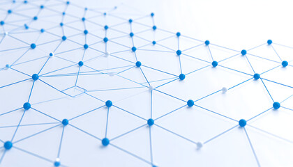 Abstract Network of Blue Spheres Connected by Lines on a White Background