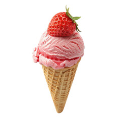 Pink strawberry ice cream cone
