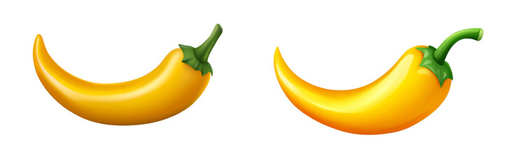 Set of a Yellow bell pepper, isolated on transparent background.