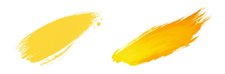  Set of a yellow brush stroke in the shape of an egg yolk, isolated on transparent background.