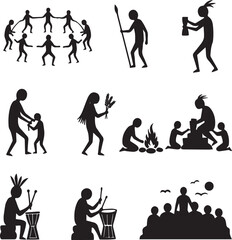 Naklejka premium black icon set character pack