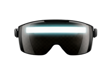 Futuristic AR headset with glowing LED strip
