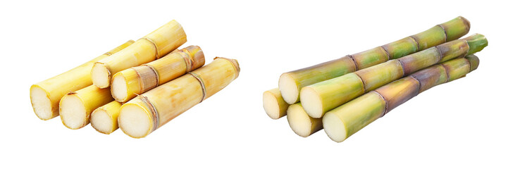 Set of a Sliced sugar cane, isolated on transparent background.