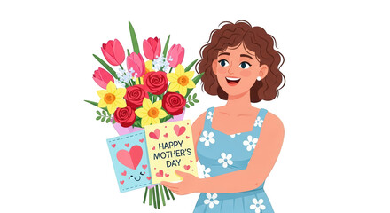 Happy Mothers Day with Flowers.. A detailed and professional representation of Mother, Mothers Day, woman.