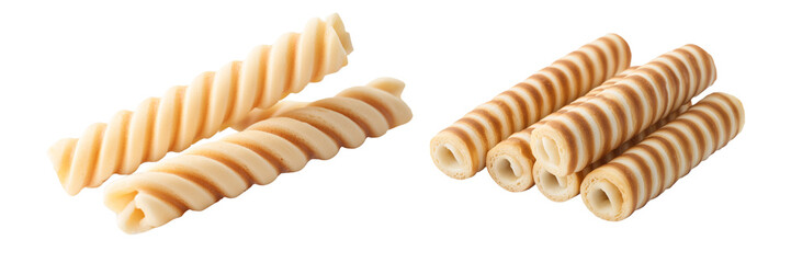 Set of a wafer rolls, isolated on transparent background.