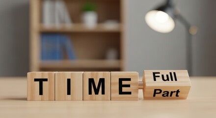 Full Time Part Time Decision Blocks Career Choices Job Options Employment Status Wooden Letters Working Hours Lifestyle