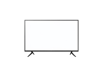 Flat white screen TV with simple black stand
