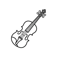 Fototapeta premium Simple black and white line art illustration of a violin