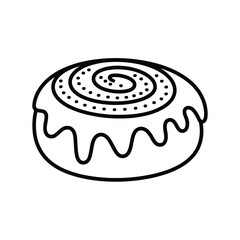 Cinnamon roll vector illustration in simple line art style