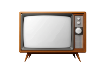 Vintage television with control panel and wood frame
