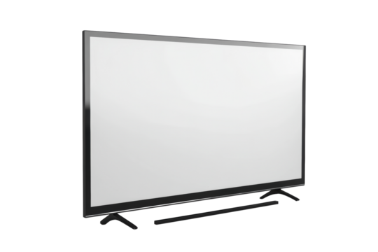 Side view of widescreen TV with dark legs
