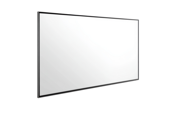 Curved flat screen television with black frame
 - Powered by Adobe