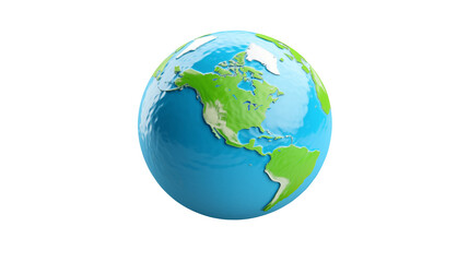 Fototapeta premium Earth globe featuring North and South America against a isolated on white or transparent png