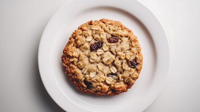 Oatmeal Raisin Cookie on a White Plate