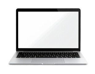 Fototapeta premium Modern Open Laptop with Blank White Screen, Front View, Transparent Background